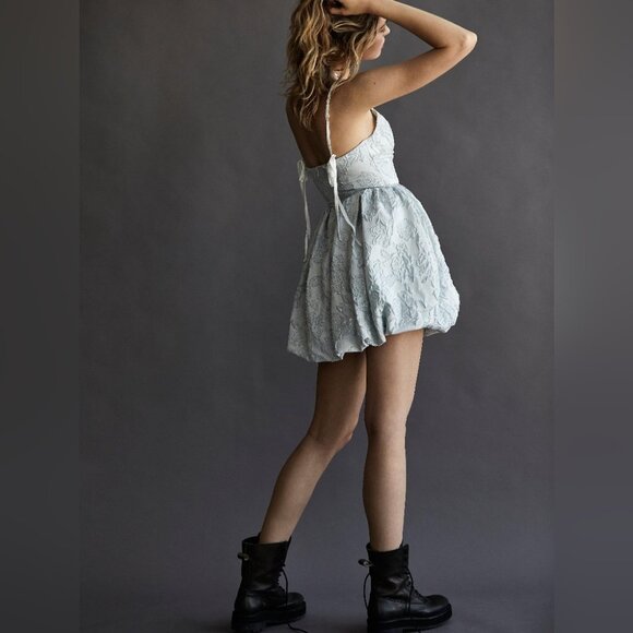 For Love & Lemons Lydia Party Dress Bubbke Jacquard Rhinestone trim Metallic M - Picture 2 of 16